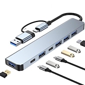 cheap USB Hubs-4/7/8 In 1 USB3.0 Type C Extender Hub Docking Station Multi USB Splitter Multiport Adapter USB 3.0 2.0 TF SD Reader Slot For for Mac Pro Mini iPad Pro Surface Pro lash Drive Mobile HDD
