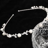 levne Doplňky pro úpravu vlasů-stříbrná svatební čelenka křišťálový diadém pro ženy perlové svatební čelenky pro nevěstu vlasové doplňky pro maturitní narozeninovou oslavu