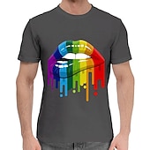 Men's Rainbow Graphic Prints Lip Print T Shirt Graphic Tee Cotton Short Sleeves Graphic Shirt Black White Dark Navy Comfortable Tee Outdoor Vacation Fashion Designer Clothing 9