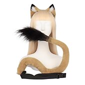 abordables Accesorios para el peinado del cabello-disfraz de halloween diadema con orejas de león y conjunto de cola divertidos sombreros de fiesta orejas de león y conjunto de cola y pata disfraz de león orejas diadema diademas de animales con
