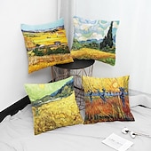 abordables Coussins, inserts et housses-van gogh double côté taie d&#039;oreiller 4 pc doux décoratif carré taie d&#039;oreiller taie d&#039;oreiller pour chambre salon canapé canapé chaise lavable en machine