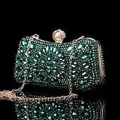 olcso Retikülök és estélyi táskák-női többszínű kristályos estélyi clutch – luxus strasszos kézitáska gyöngykapoccsal és láncpánttal gálákra, esküvőkre és hivatalos eseményekre