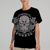 preiswerte T-Shirts-Zuckerschädel Mexikaner T-Shirt-Ärmel Bedruckt Grafik Für Paar Herren Damen Erwachsene Maskerade 3D-Druck Casual