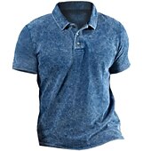 Men's Polo Shirt Golf Shirt Solid Colored Turndown Blue Outdoor Street Short Sleeves Button-Down Print Clothing Apparel Sports Fashion Streetwear Designer3