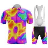 economico Set di abbigliamento da uomo-Per uomo Maglia da ciclismo con pantaloncini con bretelle Graffiti Manica Corta Bicicletta Completo Abbigliamento con 3 tasche posteriori Mountain Bike MTB Ciclismo su strada Cuscinetto 3D