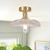 tanie Lampy sufitowe-lampa sufitowa półpłaska jasna miedź 20cm szklany klosz lampa sufitowa oprawa oświetleniowa oświetlenie 110-240v