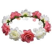 economico Accessori per acconciature-fascia del fiore rosa corona floreale di boho cerchio dei capelli della ghirlanda copricapo della boemia copricapo donne del copricapo corona delle ragazze fasce per capelli a foglia decorazione del