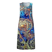 olcso Boho ruhák-Nők Maxi Ruha Kényelmi Ruha T-Shirt Ruha Tee Ruha Napszoknya Alap Kint Nyaralás Parti Szabványos Fit Virágos Rövid Ujjú Kerek Nyak Piros Kék Zöld Nyár Tavasz
