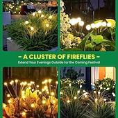 economico Luci paesaggistiche-2/4 confezioni luci lucciola solari impermeabili all&#039;aperto due modalità di luce persistente e lampeggiante 6/8/10 teste bianco caldo bianco multi colore