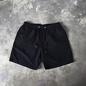 お買い得  男性用水泳パンツ-男性用 ショーツ ビーチショーツ 弾性巾着デザイン 平織り 履き心地よい 高通気性 膝丈 カジュアル 日常 ビーチ ファッション ストリートファッション ブラック ホワイト マイクロエラスティック