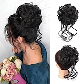 abordables Chignons-chignon désordonné morceau de cheveux chouchou ébouriffé extensions de cheveux chignon chignon bouclé ondulé queue de cheval synthétique chignon pour femmes filles
