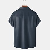 economico camicia da uomo con bottoni-Per uomo Camicia Camicia casual Camicia da Bowling Camicia con Bottoni Nero Vino Rosso Manica Corta A righe Collo ripiegato Vacanza Streetwear Stile Vintage Abbigliamento Poliestere Misto Cotone Moda