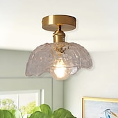 tanie Lampy sufitowe-lampa sufitowa półpłaska jasna miedź 20cm szklany klosz lampa sufitowa oprawa oświetleniowa oświetlenie 110-240v