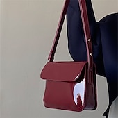 ieftine Genți Poștaș-Pentru femei Geantă Crossbody Piele lăcuită PU piele Birou Zilnic Impermeabil Respirabil Durabil Culoare solidă Negru Roșu-aprins