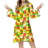 cheap Dresses-Hippie Retro Vintage 1970s Disco Dress Women&#039;s Costume Vintage Cosplay Party &amp; Evening Long Sleeve Dress Masquerade