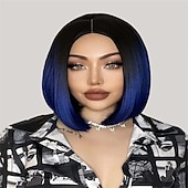 economico Parrucche da festa-parrucca verde menta parrucca corta liscia bob parrucche ombré parrucche per donne e ragazze resistenti al calore parrucca sintetica colorata per feste cosplay 14 pollici parrucca di carnevale