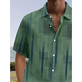 voordelige Geometrisch patroon-Voor heren Geometrie Overhemd Overhemd met knopen Korte mouw Sport Modieus Streetwear Buiten Straat Dagelijks Zomer Lente Strijkijzer Afdrukken Button-omlaag Paars Bruin Groen White + White