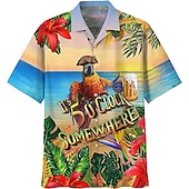 billiga Mat och Dryck-Herr Kokosnötsträd Bokstav Dryck Skjorta Hawaii skjorta Aloha skjorta Kort ärm Skjorta Nedvikt Tropisk Mode Hawaiisk Utomhus Gata Ledigt Vit Marinblå Marinblå 3D-tryck S M L