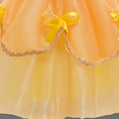 abordables Robes de fête-Enfants Fille Robe de fête Couleur unie Manche Courte Utilisation Pegeant Ruché Patchwork Princesse Costume Polyester Maxi robe soirée Robe Évasée Eté Printemps 3-10 ans Jaune