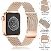 Χαμηλού Κόστους Ζώνες Apple Watch-Μιλανέζικη Πλέξη Συμβατό με Ζάντα ρολογιού Apple Watch 38mm 40mm 41mm 42mm 44mm 45mm 49mm Γυναικεία Μαγνητικό κούμπωμα Ρυθμιζόμενο Ανοξείδωτο Ατσάλι Ανταλλακτικό λουράκι ρολογιού για iwatch Series