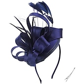 levne Fascinátoři-Čelenky Fascinátory Klobouky  Polyamidový klobouk Fedora Klobouk s plochým vrškem Podzimní svatba Městská párty  Večerní dovolená Čajová párty Dostih Vintage Elegantní s peřím Appliques Hlava