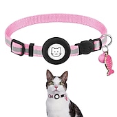 cheap Dog Collars, Harnesses &amp; Leashes-For Airtag Case and Cat Collar Airtag Cat Collar for Airtag Collar With Bell Airtag Reflective Fishbone Pet Collar（no tracker）