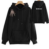 economico Grafica di personaggi di cartoni animati e film-Mercoledì Addams Famiglia Addams Thing Felpa con cappuccio Stampa Classico Stile di strada Per Da coppia Per uomo Per donna Per adulto Stampa a caldo Casual / quotidiano