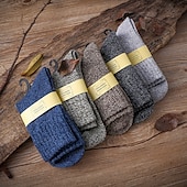 billiga herrstrumpor-Herr 5 par Socka Ullsockor Crew strumpor Regnbåge Färg Slät Dagliga kläder Semester Helgen Varm Höst vinter Uppvärmning