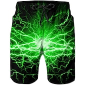 cheap Geometric Print-Men&#039;s Optical Illusion Lightning Graphic Prints Swim Trunks Swim Shorts Board Shorts Mid Waist Hawaiian Boho Casual Daily Holiday Drawstring with Mesh lining Elastic Waist Designer Clothing Apparel