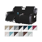 זול כיסא הכורסה הסתיים-כיסויי ספה שכיבה של loveseat עם קונסולה, כיסוי לחיות מחמד מונע החלקה לכורסת אהבה כפולה עם רצועות אלסטיות, כיסוי מושב אהבה מפוצל מגן ריהוט