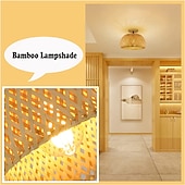 economico Supporti da incasso e semi incasso-plafoniera a led in rattan boho apparecchi di illuminazione a soffitto, plafoniera a semi incasso in rattan con paralume a gabbia intrecciata a mano, plafoniera moderna per corridoio cucina camera da