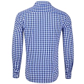 preiswerte Herrenhemd zum Knöpfen-Herren Hemd Lässiges Hemd Knopfhemd Karierte Hemden Hellgrünkaffee Schwarz Rosa Rote Blau Langarm Plaid / Karomuster Kargen Urlaub Strasse Bedruckt Bekleidung Polyester Modisch Freizeit Hawaiihemd