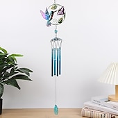 cheap Dreamcatcher-1pc Kingfisher Glass Painted Wind Chime Outdoor Handicraft Hanging Ornament For Window Balcony Garden Decor 16x78cm/6.3&#039;&#039;x30.7&#039;&#039;