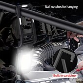 abordables Faros delanteros-Luz de trabajo cob, linterna led superbrillante recargable por usb, lámpara de camping portátil con imán trasero, linterna ajustable impermeable