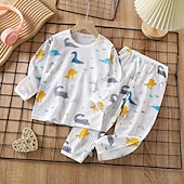 billiga Pyjamas-Barn Pojkar 2 delar Pyjamas set Långärmad Långärmad-Z02-mjölkhund Långärmad-Z04-Mjölktebjörn Långärmad-Z06-rymdskepp Djur Tecknat Sommar Vår Dagligen Hem 7-13 år