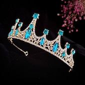 cheap Wearable Accessories-Children&#039;s Crown Headwear Flower Children&#039;s Crystal Handmade Hair Ornament Girl Crown Princess Birthday Band Stage Performance Photography