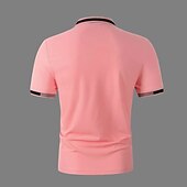 preiswerte Klassisches Poloshirt für Herren-Herren Poloshirt Golfhemd Strasse Casual Klassisch Kurzarm Modisch Basic Farbblock Taste Sommer Regular Fit Grasgrün Hellhimmelblau Schwarz Weiß Rosa Perlenrosa Poloshirt