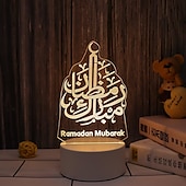 رخيصةأون أضواء زينة رمضان-عيد مبارك ثلاثية الأبعاد زينة ضوء الليل أكريليك led إسلامي مسلم رمضان مهرجان لوازم للديكور المنزل مصباح ليلي ديكور غرفة نوم