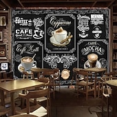 cheap Wallpaper-Coffee Cafe Mural Wallpaper Wall Sticker Covering Print Peel and Stick Self Adhesive Removable for Coffee Cafe Blackboard Canvas Home Décor Multiple Size