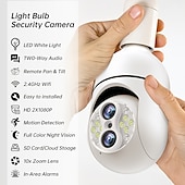 cheap Indoor IP Network Cameras-Upgraded Dual Lens 10XHybrid Zoom Light Bulb Security Camera WIFI 360 Auto Tracking Security Camera Color Night Vision Siren&amp; Light Alarm PTZ IP Camera For Home Security