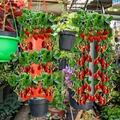 abordables accesorios para el cuidado de las plantas-bolsa de cultivo de fresa colgante, bolsa de cultivo de fresa con 8 agujeros para tomate de fresa y pimiento bolsa de cultivo de tomate al revés, bolsa de cultivo de verduras, suministros de jardinería