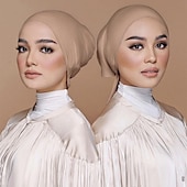 cheap Arabian Muslim-Muslim Underscarf Women Veil Hijab Bonnet Solid Color Scarf Turbans Head scarves For Female Hijab Cap Islamic Hat Turbante Mujer
