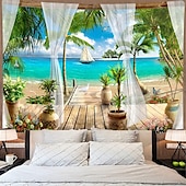 tanie Tkanina Plaży Oceanicznej-Motyw plażowy wiszący gobelin wall art duży gobelin mural decor fotografia tło koc kurtyna strona główna sypialnia dekoracja salonu