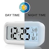 cheap Décor &amp; Night Lights-Smart Night Light Digital Alarm Clock with Date Indoor Temperature Battery Operated Bedside Clock Digital Display for Bedroom Desk Gifts Clock