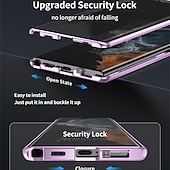 levne Pouzdra pro Samsung-telefon Carcasă Pro Samsung Galaxy S24 S23 S22 S21 Ultra Plus S25 Ultra Celý kryt Magnetické adsorpční pouzdro S Magsafe Přenosná Flip Průsvitné Průhledný Jednobarevné Slitina hliníku Plastický