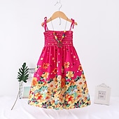 preiswerte Casual Kleider-kinderkleidung Mädchen Kleid Blumen Tier Karikatur Ärmellos Casual Aktiv Täglich Baumwolle Knielang Blumenkleid Sommerkleid Sommer Frühling 4 Jahre + 8601 Regenbogenstange 8602 orange 8602 lila