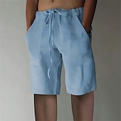 abordables Hogar-Hombre Pantalón corto Pantalones cortos de lino Pantalones cortos de verano Pantalones cortos holgados Correa Cintura elástica Pierna recta Plano Comodidad Transpirable Corto Deporte Diario Elegante
