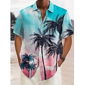 voordelige Geometrisch patroon-Voor heren Geometrie Overhemd Overhemd met knopen Korte mouw Sport Modieus Streetwear Buiten Straat Dagelijks Zomer Lente Strijkijzer Afdrukken Button-omlaag Paars Bruin Groen White + White