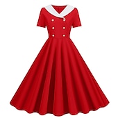 economico Vestiti-Retrò Vintage Anni 1950 Abito vintage Abito Swing Vestito Svasato Per donna Carnevale Mascherata Casual Quotidiano Addio al Nubilato Adulti Vestito Abiti per il ritorno