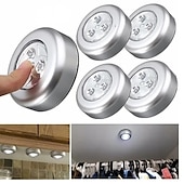 tanie Światła krążkowe-4 szt. awaryjne oświetlenie ścienne 3 led kuchnia pod szafką oświetlenie do szafy z naklejką dotknij lampa dotykowa przestrzeń naklejka bezprzewodowa lampa ścienna szafa sypialnia kuchnia